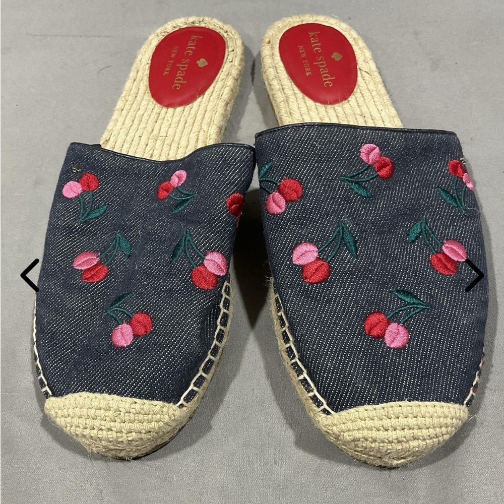 Kate Spade Rosie 2 Cherry Embroidered Denim Mules